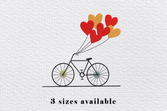 Bicycle Heart Balloon Embroidery File