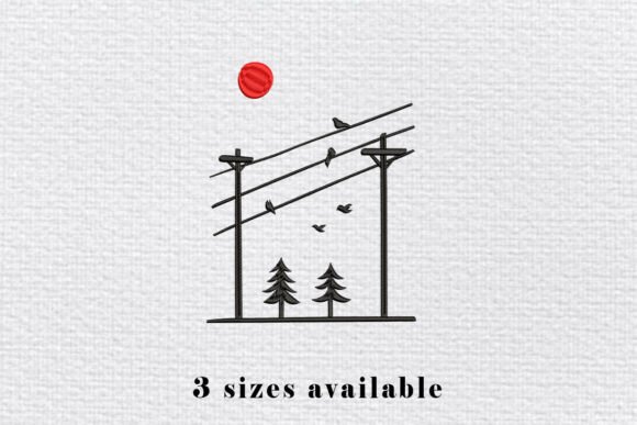 Birds on Wire Embroidery Design File
