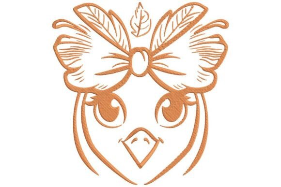 Boho Bird with Feather Bow Embroidery Design