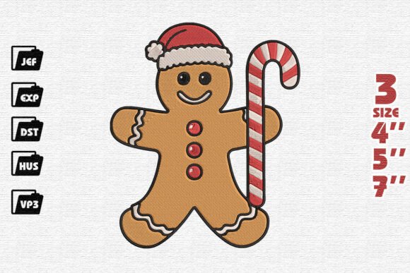 Classic Gingerbread Man Embroidery Design