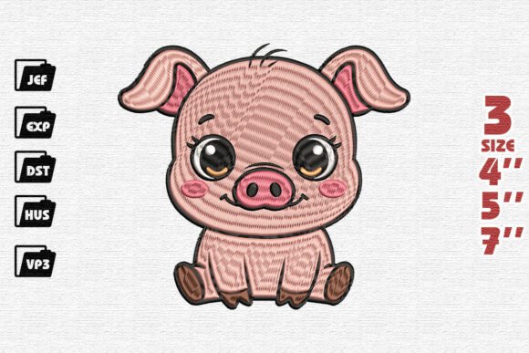 Cute Baby Piglet Embroidery Design