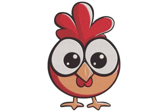 Cute Cartoon Chicken Embroidery Design