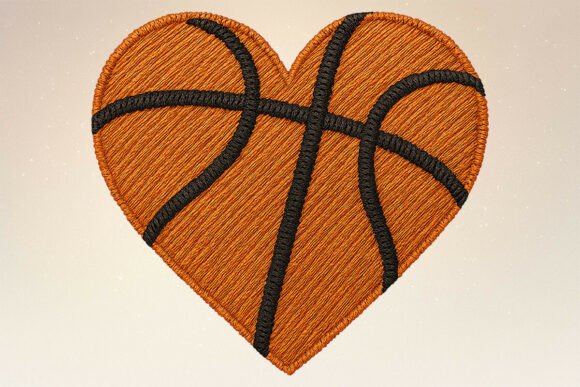 Faux Embroidery Basketball Heart PNG