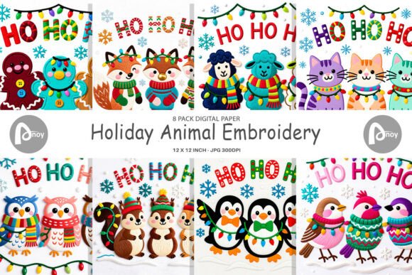 Faux Embroidery Holiday Animal