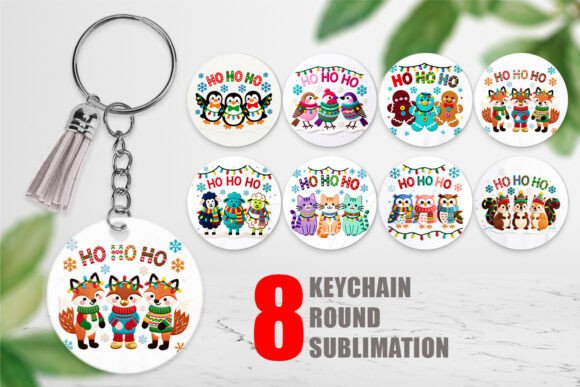 Faux Embroidery Holiday Animal Keychain