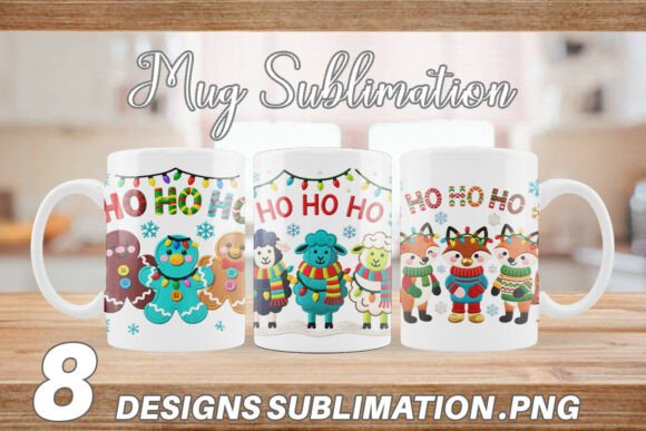 Faux Embroidery Holiday Animal Mug Wrap