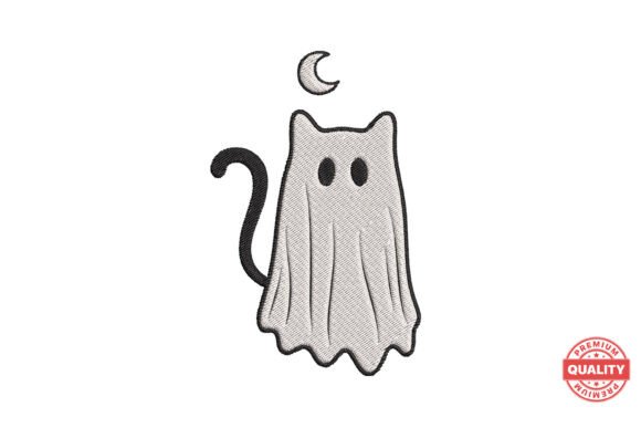 Ghost Cat Halloween Embroidery