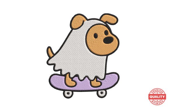Ghost Dog on Skateboard Embroidery