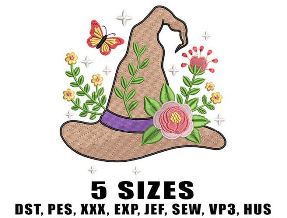 Halloween Floral Hat Embroidery Design