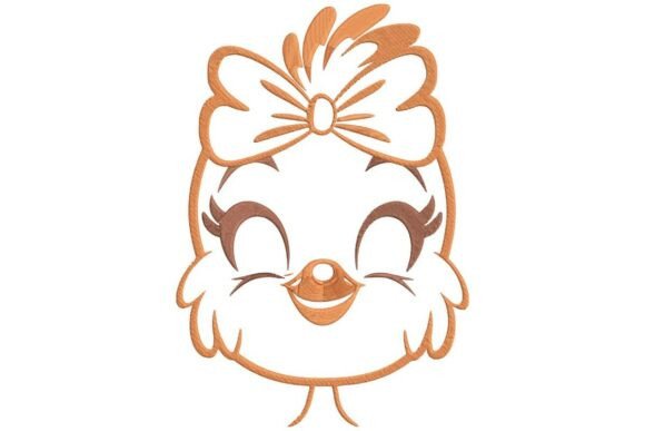 Happy Chick with Bow Embroidery Design