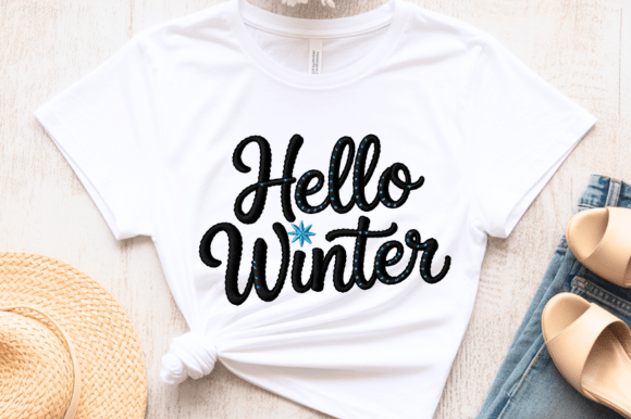 Hello Winter PNG Embroidery Style