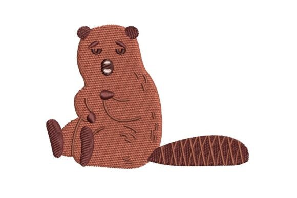Lazy Beaver Embroidery Design