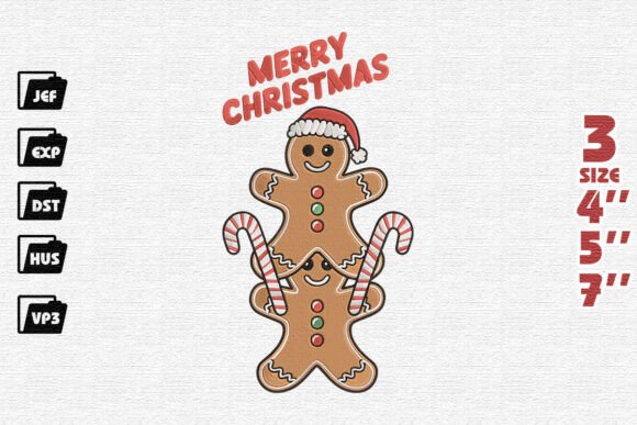 Merry Christmas Gingerbread Men Stack Embroidery