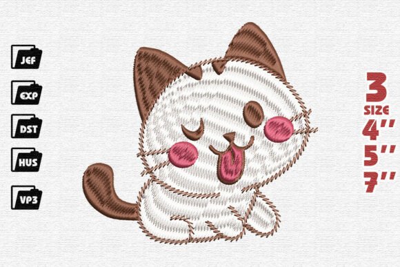 Patchwork Cat Embroidery Design