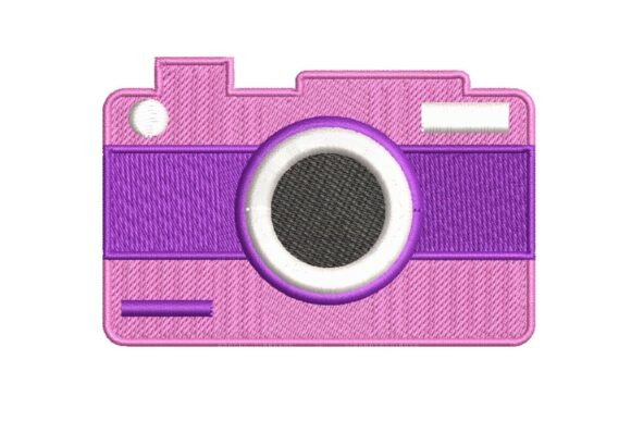 Pink and Purple Retro Camera Embroidery Design