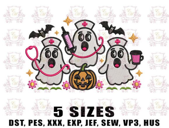 Preppy Nurse Ghost Embroidery Design