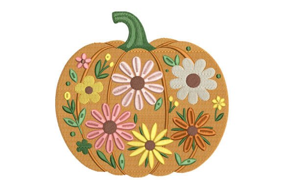 Pumpkin with Flowers Embroidery