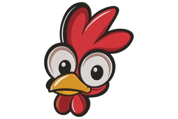 Quirky Rooster Head Embroidery Design