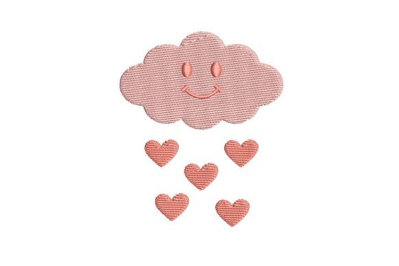 Raining Love Cloud Embroidery Design