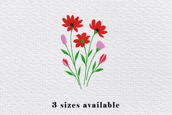 Red Floral Bouquet Embroidery File