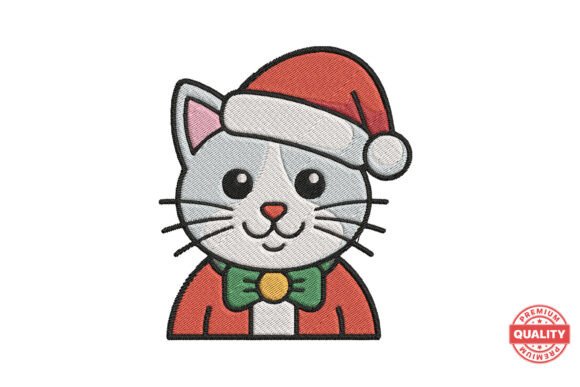 Santa Cat Face Embroidery