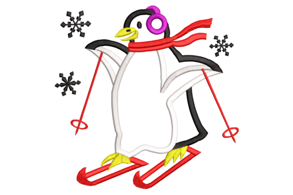 Sliding Penguin Embroidery Design