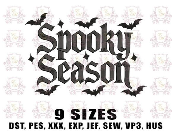 Spooky Bat Season Embroidery Design