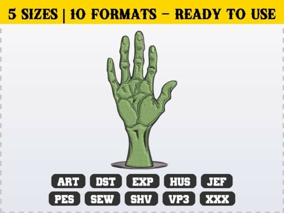 Spooky Zombie Hand Embroidery Design
