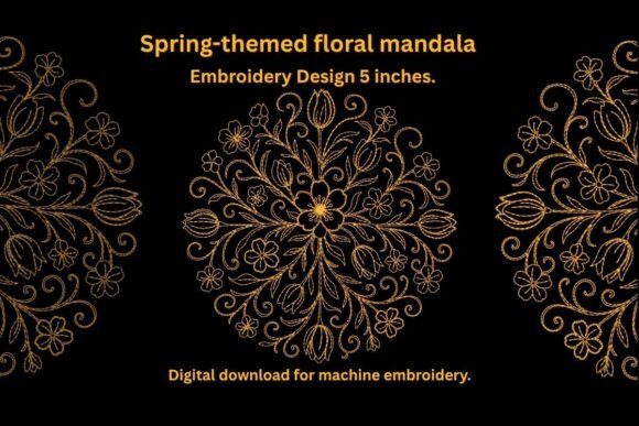 Spring Floral Mandala Embroidery Design