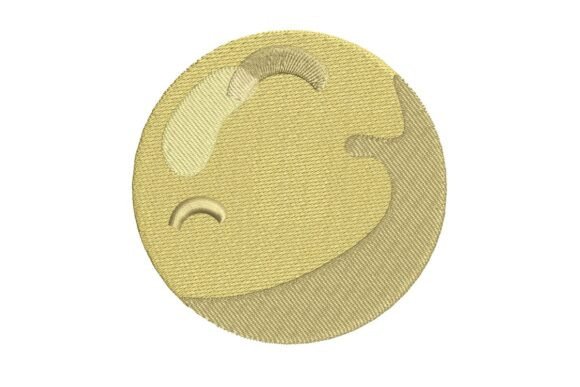 Stylized Golden Moon Embroidery Design
