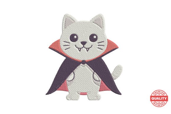 Vampire Cat Embroidery Design