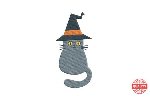Witch Hat Cat Embroidery